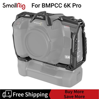 SmallRig Full Cage for BMPCC 6K Pro / 6K G2, Compatible with Blackmagic Pocket Camera Battery Grip, Comes with Built-in Removable Pogo Pin Connector, Locating Holes for ARRI and NATO Rail - 3517