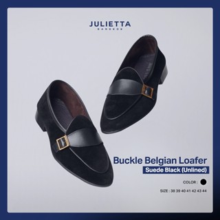 Julietta Buckle Belgian Loafer Suede Black (Unlined)