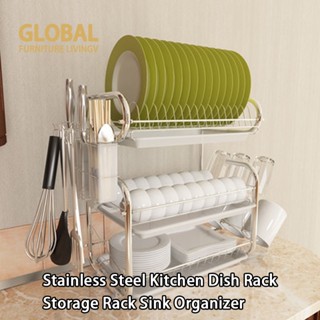 3 Tiers Dish Drainer Stainless Kitchen Dish Rack Storage Shelf Washing Holder Basket Plated Knife Sink Drying Organizer