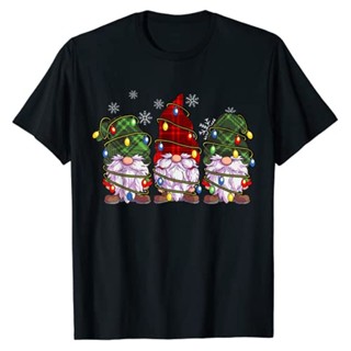 Three Gnomes Shirts Men Women Buffalo Plaid Red Christmas T-Shirt Gift Family Matching Xmas Holiday Pajamas Cute Graphic