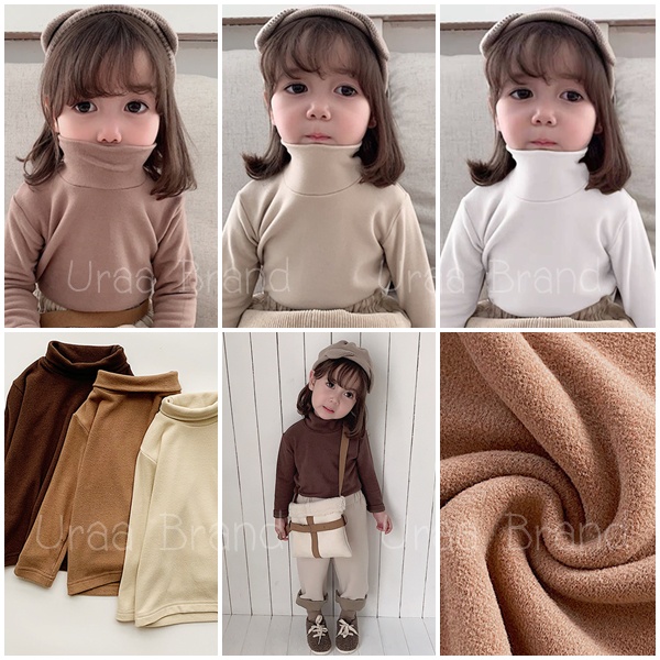 90-130 / 5 สี เสื้อคอเต่าเด็ก บุขน รุ่น เสื้อบุขนเด็ก สเวตเตอร์ไหมพรม Warm Classic Kids - KSS กันหนาวติดลบ