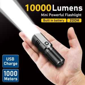 🔥พร้อมส่ง🔥 ไฟฉาย led 10000 LM xhp50 แบตเตอรี่ในตัว 3 โหมด ชาร์จ usb
