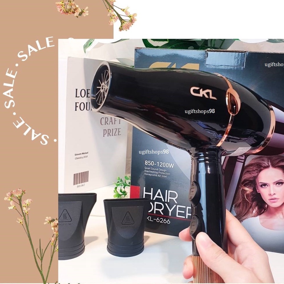 ไดร์เป่าผมCKL6266 HAIR DRYER ไดร์ร้านเสริมสวย ไดร์ขนาดใหญ่ กำลังไฟ1200 วัตต์ ของแท้ ได้รับมาตราฐาน มอก.