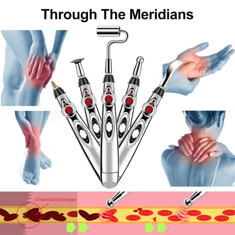 ชุดปากกาฝังเข็มไฟฟ้า 9 หัวนวดบําบัดกล้ามเนื้อ บรรเทาอาการปวด พร้อมหัวนวด 3/5