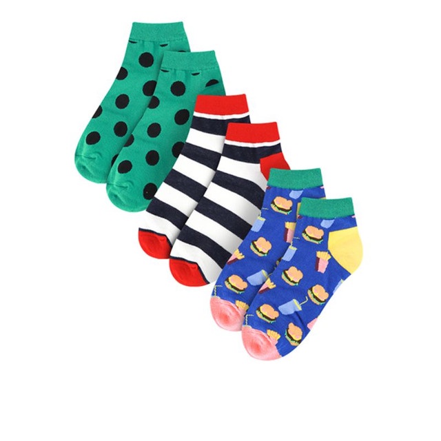 Hush Puppies Socks Lds Ankle Socks Gr/Bl/Wh