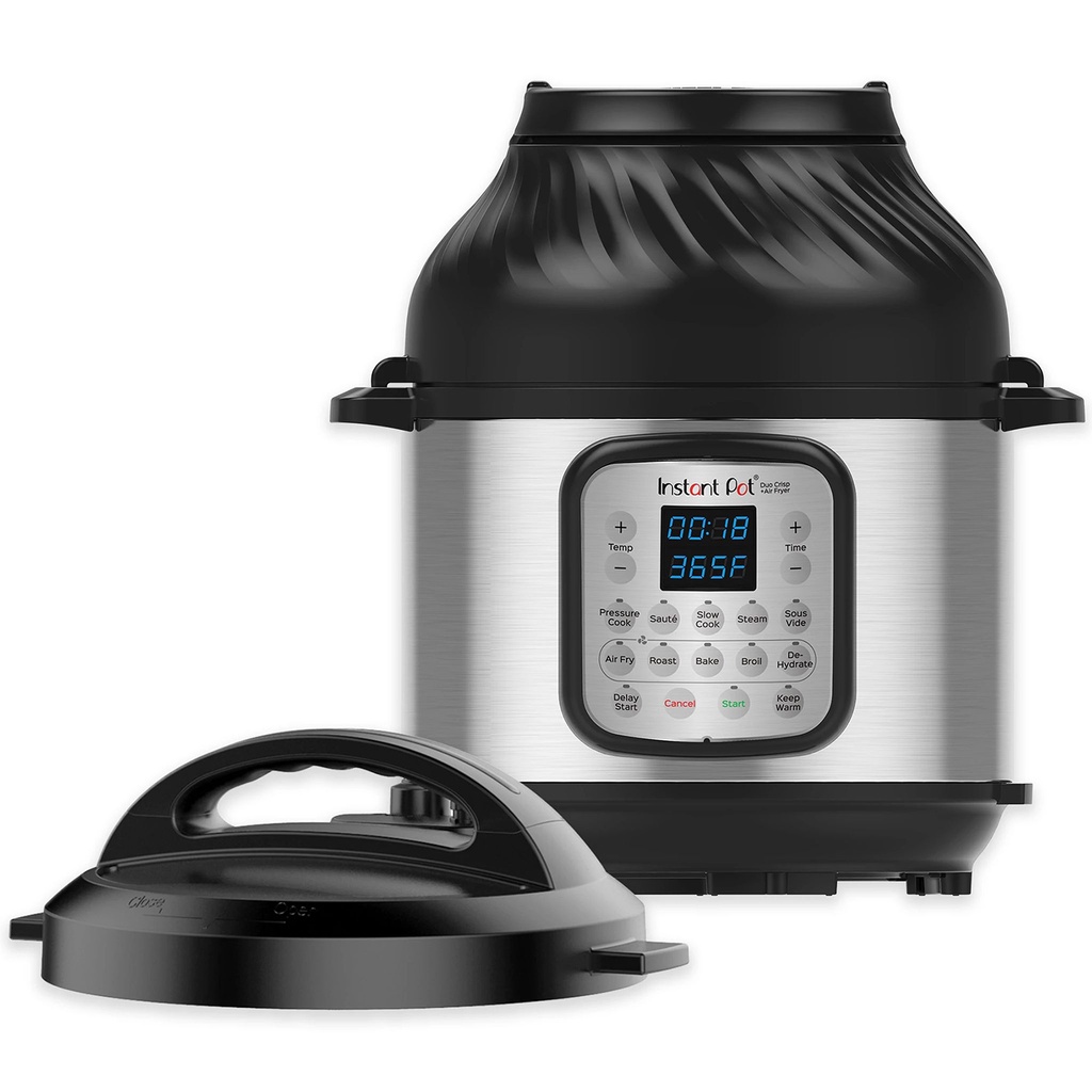 Instant Pot ดูโอ คริสป์ + หม้อทอดลม (8.0 ลิตร) หม้ออัดแรงดันไฟฟ้า 11-in-1 Multi Cooker 1500W สีเงิน