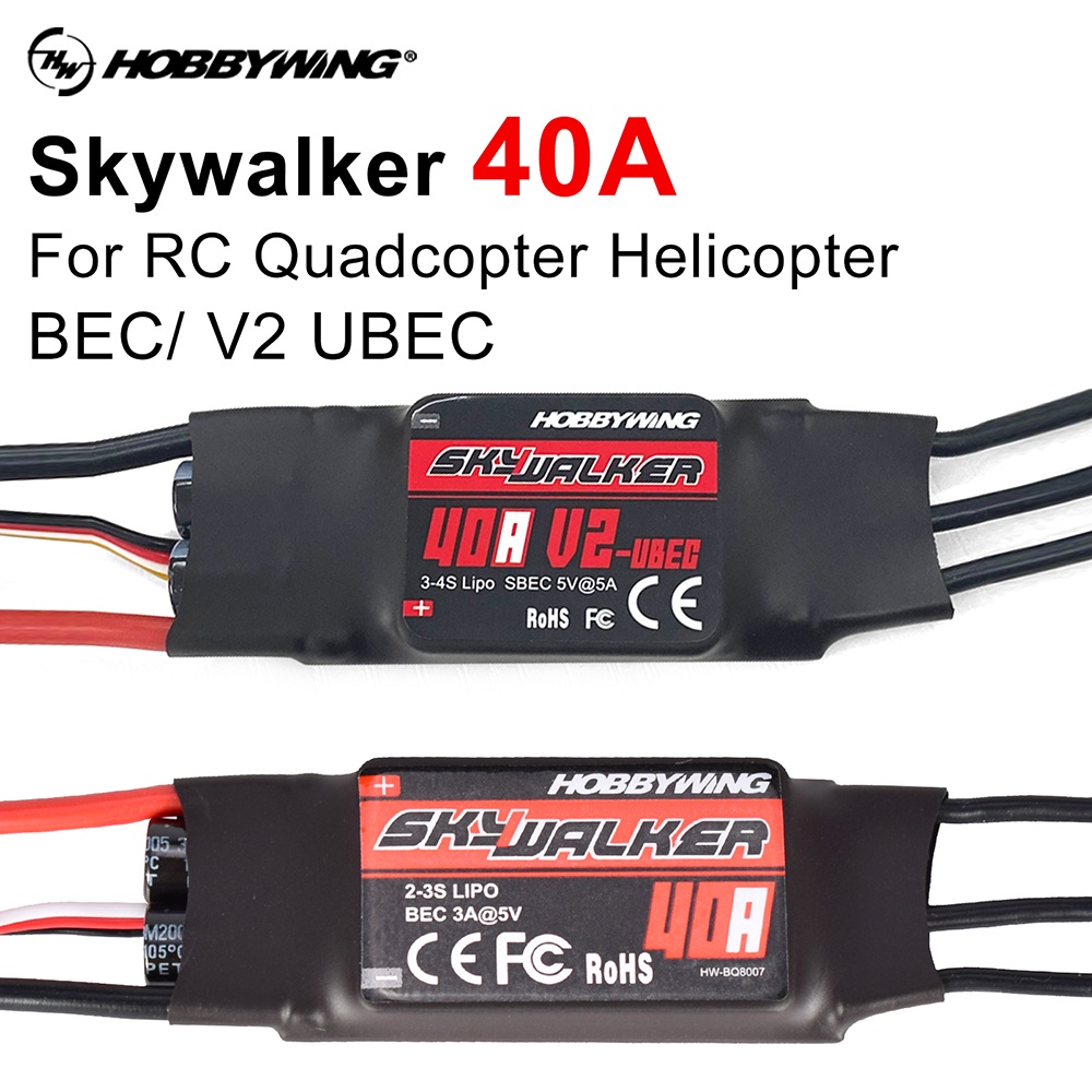 Hobbywing Skywalker RC ESC Brushless 40A / 40A V2 2-4S พร้อม BEC UBEC สําหรับเฮลิคอปเตอร์เครื่องบินบังคับวิทยุ