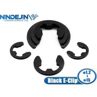 Nindejin แหวน E-Clip เหล็กคาร์บอน สีดํา สําหรับเพลา 10-100 ชิ้น