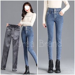 S-2XL (3 สี) กางเกงยีนส์บุขน กางเกงขายาวบุขน กันหนาว รุ่น Skiny Jeans Kradoom-3Med