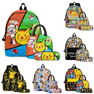 Kid Adult Unisex Pokémon Pikachu Backpack Lunch Bag Pencil Case Set Kids Boys Girls Birthday Gift School Bag Set