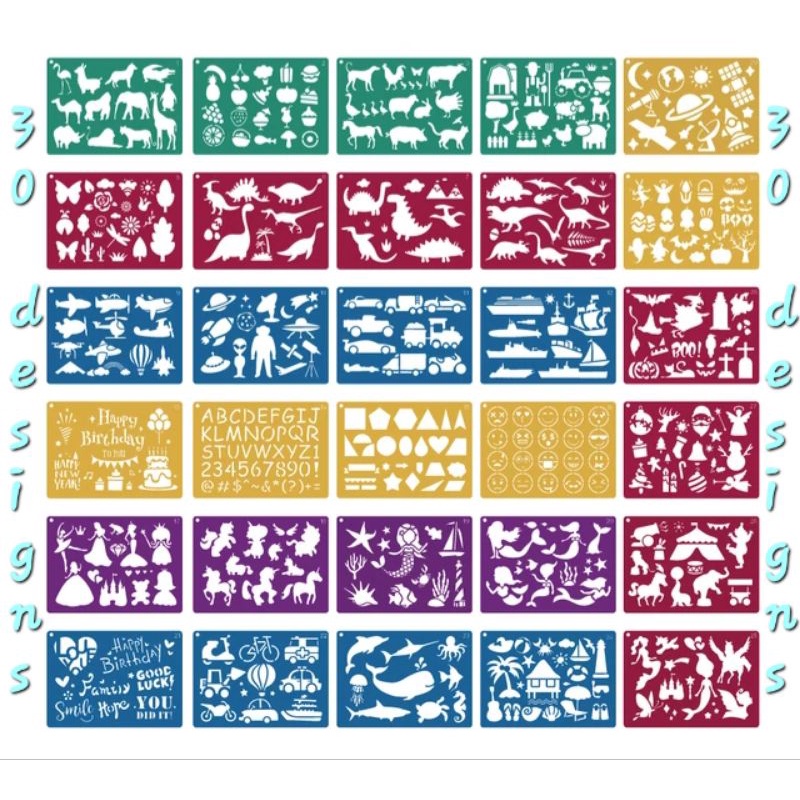 T27. (30 แบบ) DRAWING SOFT TEMPLATE STENCILS RULER สําหรับเด็ก/