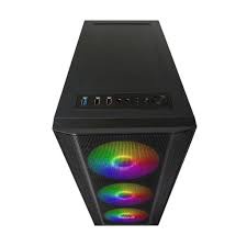 VENUZ Acrylic Side ATX Computer Case VC 1921A with Rainbow RGB Fan x 3 – Black