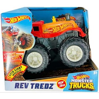 ของแท้ รถบรรทุก Hot Wheels Monster Trucks 1:43 Rev Tredz รถฮอตวิล มอนสเตอร์ ทรัค 1:43 ล้อใหญ่