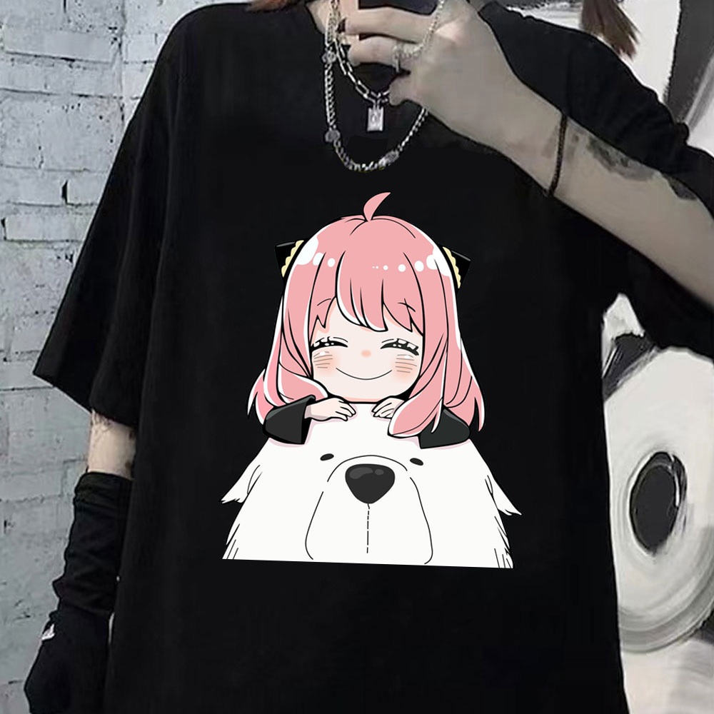 LYZH Japanese Anime SPY X FAMILY Anya Forger T Shirt  Cartoon Grunge T-shirts Y2k Tops Aesthetic Clo