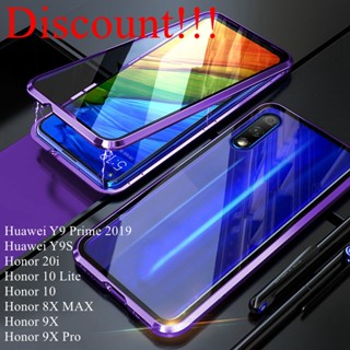 เคสโทรศัพท์มือถือกระจกนิรภัยแข็ง แบบแม่เหล็ก สองด้าน 360 องศา สําหรับ Huawei Honor 20 Pro Honor 8X Max Honor Play Honor 9X Pro