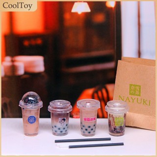 Cooltoy โมเดลแก้วชานมจําลอง พร้อมหลอดดูด 1:12 สําหรับตกแต่งบ้านตุ๊กตา 1 ชุด