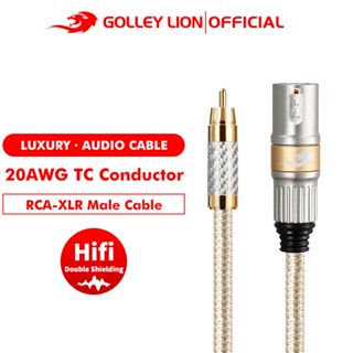 GOLLEY สิงโตแกลเลย์ สไตล์หรูหรา Xlr ตัวผู้ เป็น RCA ตัวผู้ เครื่องขยายเสียง สายเคเบิล 20AWG TC