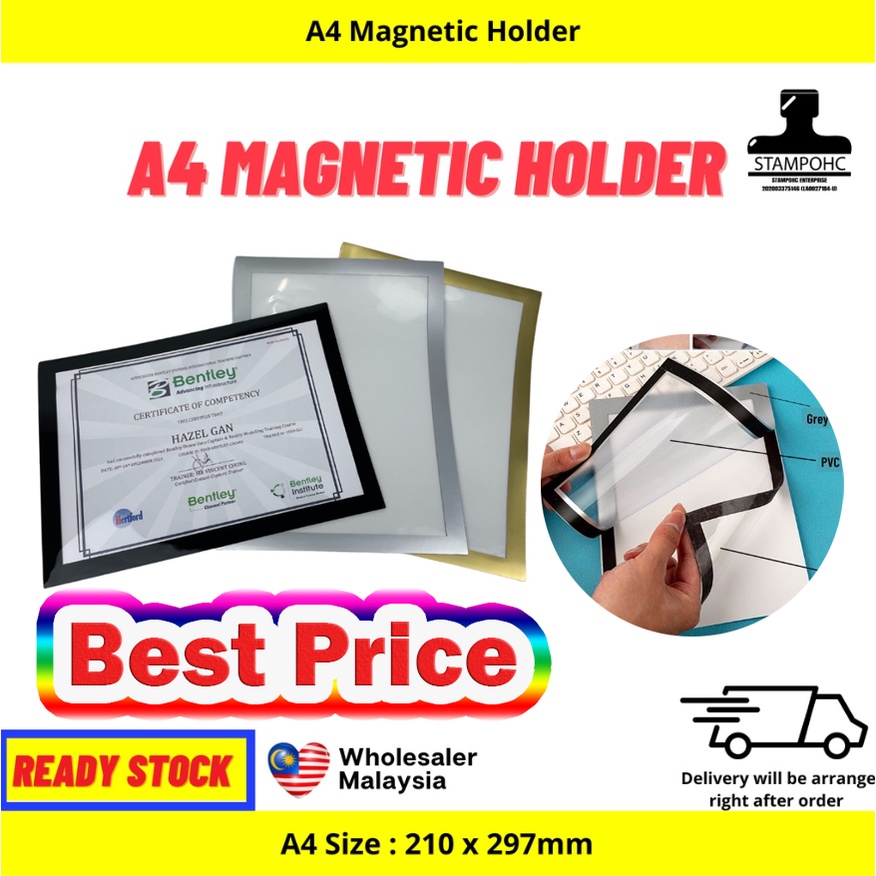 ซื้อ 9 ฟรี 1 A4 Magnetic Holder A4 Magnetic Photo Frame Full Page Double-side tape