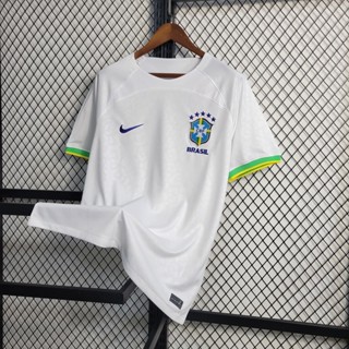 เสื้อกีฬาแขนสั้น ลายทีมชาติฟุตบอล Brazil Jersey 1: 1 สีขาว 2022-23