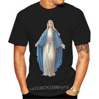 เสื้อยืดลําลอง ผ้าฝ้าย แขนสั้น พิมพ์ลาย Virgin Mary แฟชั่นฤดูร้อน สไตล์ฮิปฮอป สําหรับผู้ชาย