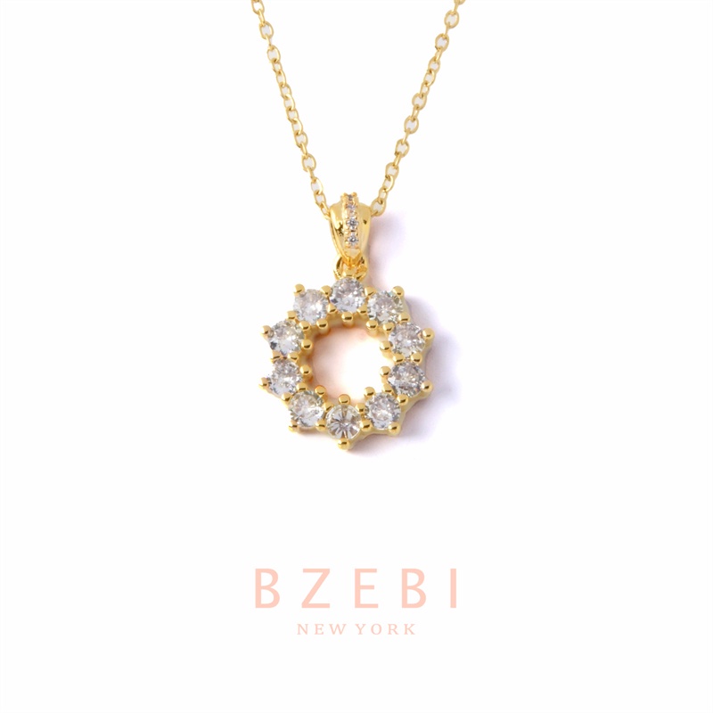 BZEBI สร้อยคอทอง แฟชั่น เพชร งครึ่งสลึง necklace แฟชั่นผู้หญิง ไม่ลอกไม่ดํา จี้ทอง เครื่องประดับ ทอง 18k แท้ สําหรับผู้หญิง 613n