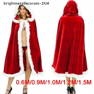 [Brightdecorate] ผู้หญิงคริสต์มาสซานตาคลอสเสื้อคลุมเครื่องแต่งกายเคปสีแดงฤดูหนาวมีฮู้ดนาฬิกาฮาโลวีน [TH]