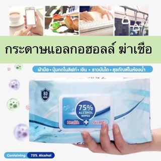 💥ถูกที่สุด💥 ทิชชู่เปียกผสม​แอลกอฮอล์(ทิชชู่​แอลกอฮอล์)​ ทิชชู่​เปียก​ แอลกอฮอล์​75% เช็ดมือ พกพาสะดวก