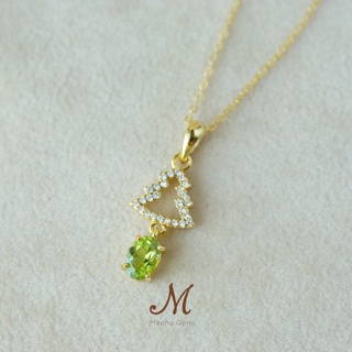 Meena Gems สร้อยคอพร้อมจี้พลอยแท้ เพอริดอท ตัวเรือนเงินแท้925 ชุบทอง พลอยแท้เสริมดวง พลอยประจำเดือน