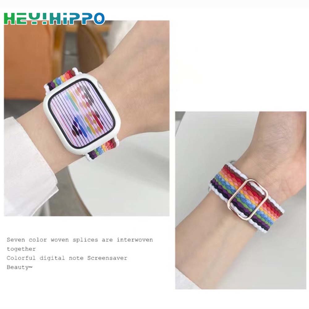 ใหม่ สายนาฬิกาข้อมือไนล่อน ปรับได้ สีรุ้ง สําหรับ Smart Watch Series 8 7 6 SE 5 4 iwatch 45 44 42 41 40 38 มม.