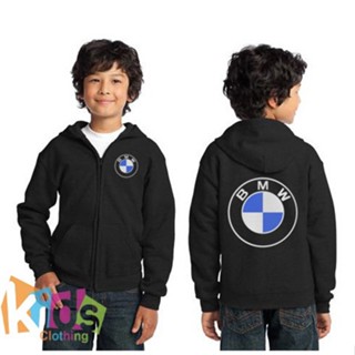 เสื้อแจ็กเก็ต มีฮู้ด มีซิป ลาย Bmw สําหรับเด็ก