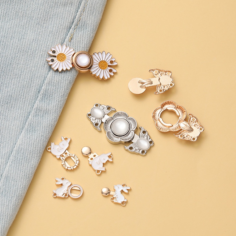 กระดุมรัดเอว ลายดอกเดซี่ หัวเข็มขัดปรับเอว ปรับได้ สําหรับกางเกงยีน - รูปที่ 7