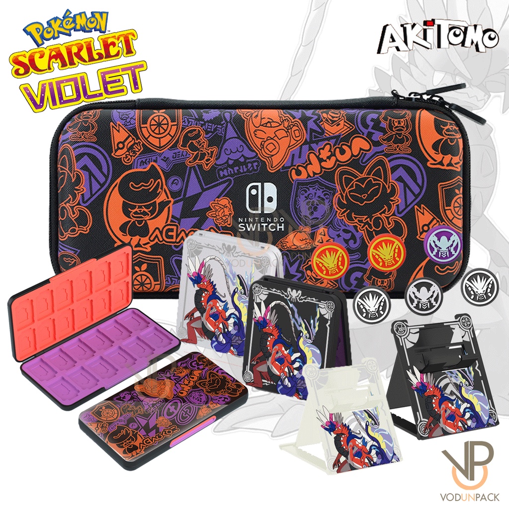 [Akitomo] ขาตั้งเครื่อง / ปุ่มครอบ / กระเป๋า / กระปุกใส่ตลับเกม 24 / 12 ตลับ Pokemon Scarlet & Violet Nintendo Switch