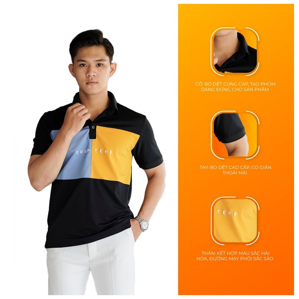 เสื้อยืดคอปกผู้ชาย Youthful Polo สวย ผ้าคอตตอนพื้นฐาน นุ่ม โปร่ง ใหญ่ szie 95kg - MARC CUON - PLMS05