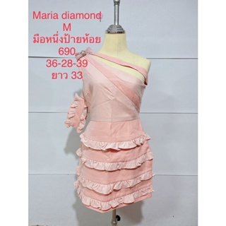 เดรสสั้น สีชมพู ปาดไหล่หนึ่งข้าง MARIA DIAMOND SIZE M มือหนึ่งป้ายห้อย