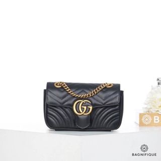 NEW GUCCI MARMONT MINI BLACK CALF GHW