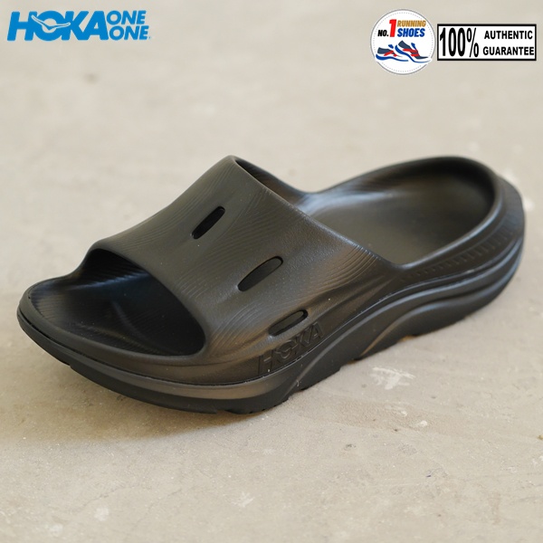 Hoka รุ่น ORA recovery slide 3 BLK รองเท้าแตะเพื่อสุขภาพ สี All Black ของเเท้ 100%