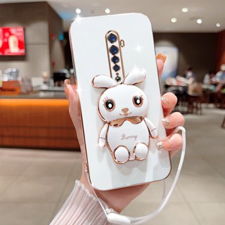 เคสโทรศัพท์มือถือ ขอบตรง ลายกระต่ายน่ารัก สําหรับ Oppo RENO RENO 2 RENO Z RENO 3 RENO 3Pro RENO 2F