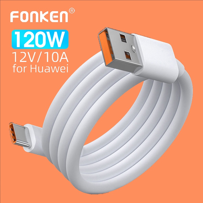Fonken สายชาร์จ USB Type C 120W 10A ชาร์จเร็ว สําหรับ Huawei Mate 40 Xiaomi Samsung Honor 50