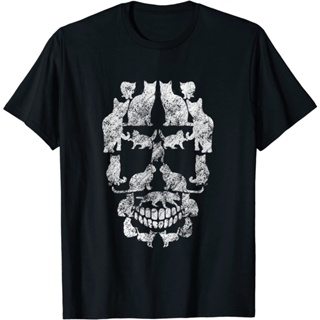 HOT ITEM!!Family Tee Couple Tee Adult Clothes Paint Skull Halloween Kitty Skeleton T-Shirt