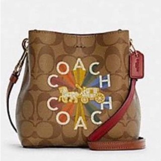 Coach Mini Town Bucket Bag In Signature Canvas With Coach Radial Rainbow