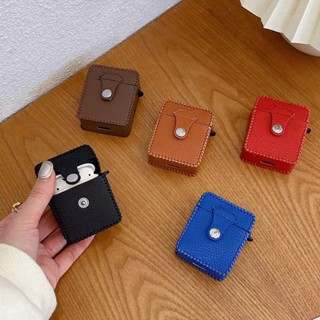 เคสหูฟังบลูทูธ หนัง PU แบบนิ่ม สีพื้น สําหรับ airpods 3 Pro 2 1