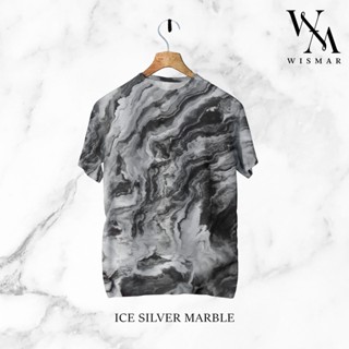 เสื้อยืดลายหินอ่อน(สีไอซ์ซิลเวอร์): Ice Silver Marble T-shirt (Short-Sleeve)