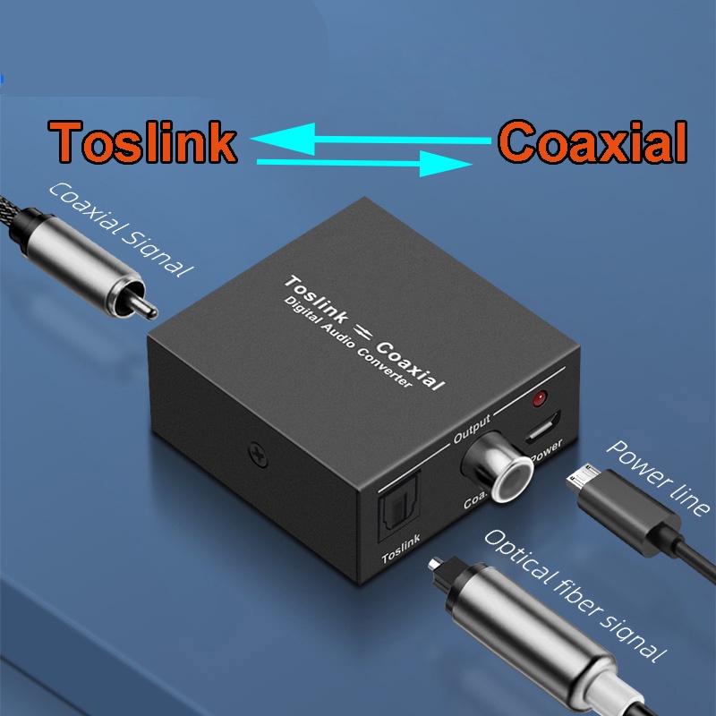 ตัวแปลงเสียงดิจิตอลแบบสองทิศทาง RCA Digital Coaxial เป็นตัวแปลง Toslink แบบออปติคัล SPDIF Toslink เป็น Coaxial
