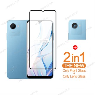 ฟิล์มกระจกนิรภัยกันรอยหน้าจอ 2 in 1 พร้อมฟิล์มกันรอยกล้อง สําหรับ Realme C30s C33 C30 C35 C25 C25s C25Y C21Y C21 C17 C15 C12 C11 Narzo 50i 50A Prime 2021