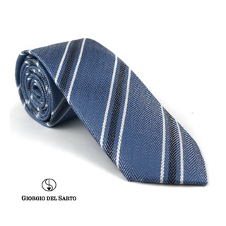 Giorgio Del Sarto Necktie 7.5cm Blue  Fabric Texture เนคไทสีฟ้ามีเท็กเจอร์