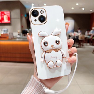 เคสโทรศัพท์มือถือ ขอบตรง ลายกระต่ายน่ารัก พร้อมที่ตั้งวาง สําหรับ Samsung A32 4G A32 5G A52 4G A52S 5G A72 4G A22 4G A22 5G A23 5G