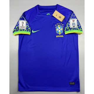 เสื้อบอล แฟนบอล ทีมชาติ บราซิล เยือน บอลโลก 2022  Brazil Away อาร์ม ฟุตบอลโลก World Cup 2022