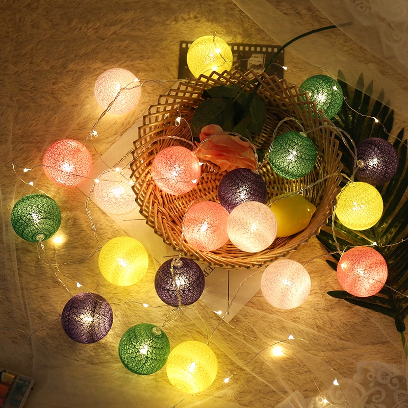 ไฟตกแต่ง ไฟประดับลูกบอล led แบบเสียบปลั๊ก 20หัว LED สีวอม