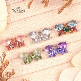 Top1jewelry ต่างหูนกน้อย พลอยแท้ เงินแท้