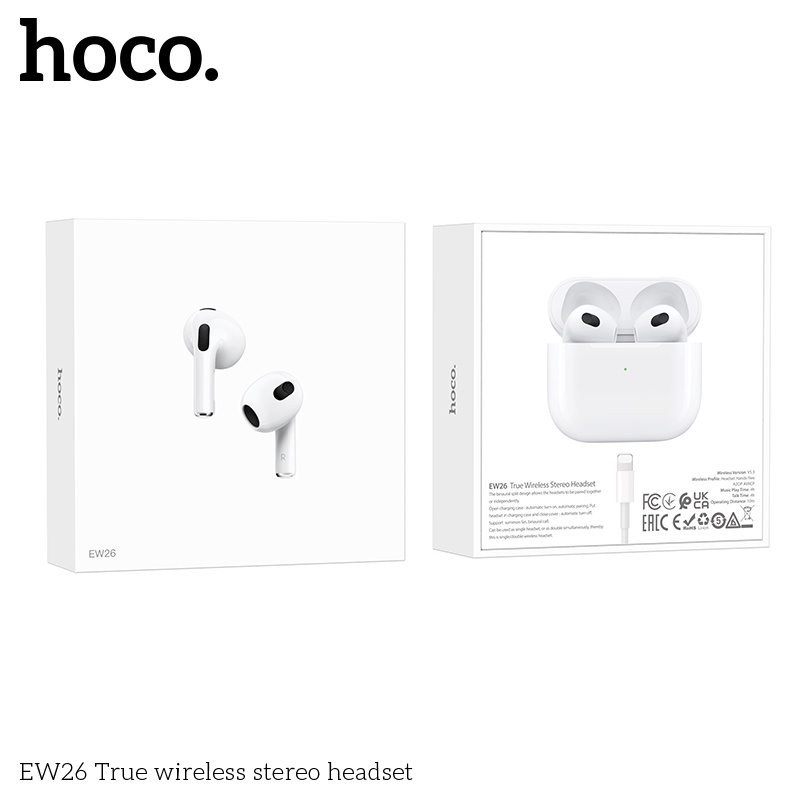 HOCO EW26 หูฟังบลูทูธ TWS สมอลทอร์ค แบตทน 150ชม. รองรับทุกอุปกรณ์ หูฟังไร้สาย BT 5.3 For iOS, Android Bluetooth hc3